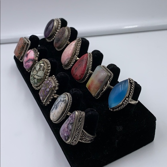 Sterling silver natural stones rings - Picture 6 of 7